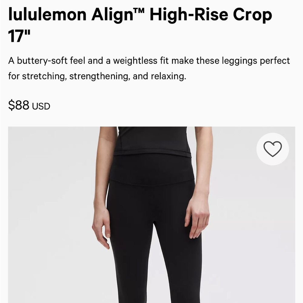 lululemon Black Align HR High-Rise Crop Leggings 17 Inch NWT Never Worn